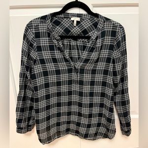 Joie black and white plaid cotton shirt - Size S.